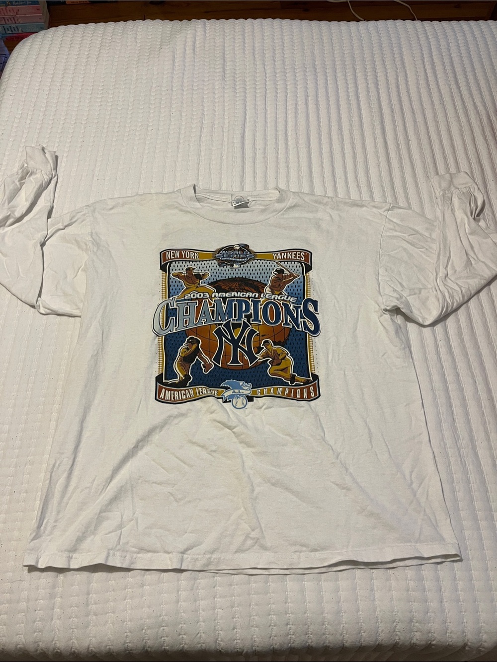 New York Yankees White 2003 American League 'Champions' Graphic Long Sleeve